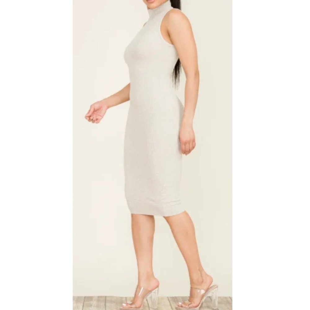 NWT Nude Mock Neck Ribbed Bodycon Shea Butter Baby Dress